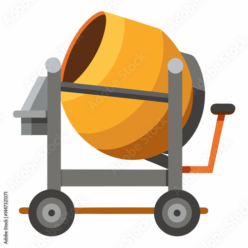 Concrete mixer illustration in bright colors and modern style  