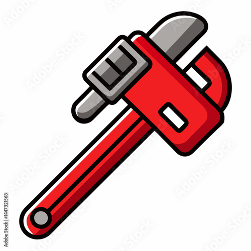 Adjustable Pipe Wrench in Bold Style with Red Accents  