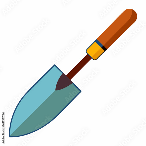 Trowel tool illustration in vibrant colors for gardening use  