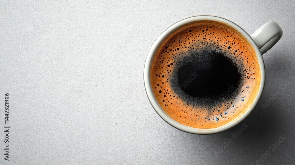 A Top View of a Mug of Fresh Coffee A Top View of a Mug of Fresh Coffee
