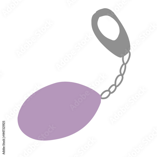 Illustration of a metal keychain with a silver ring
