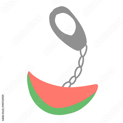 Illustration of a metal keychain with a silver ring