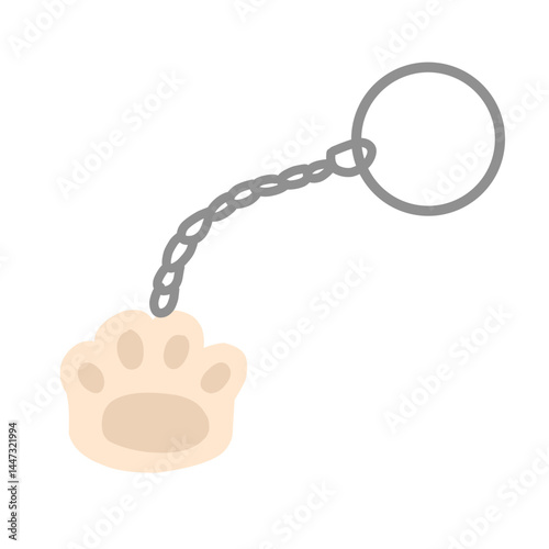 Illustration of a metal keychain with a silver ring