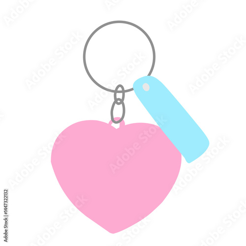 Illustration of a metal keychain with a silver ring