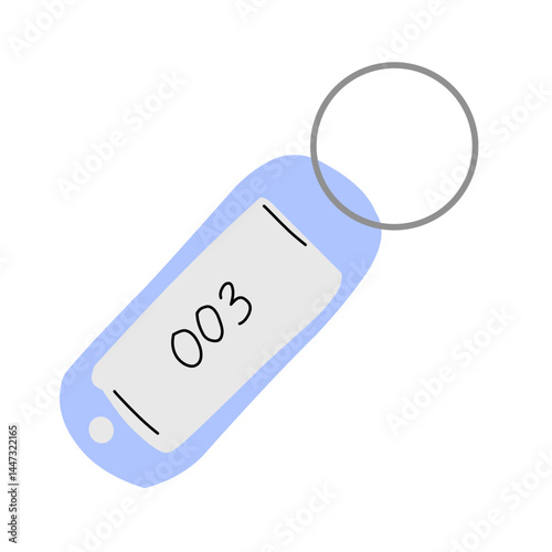 Illustration of a metal keychain with a silver ring