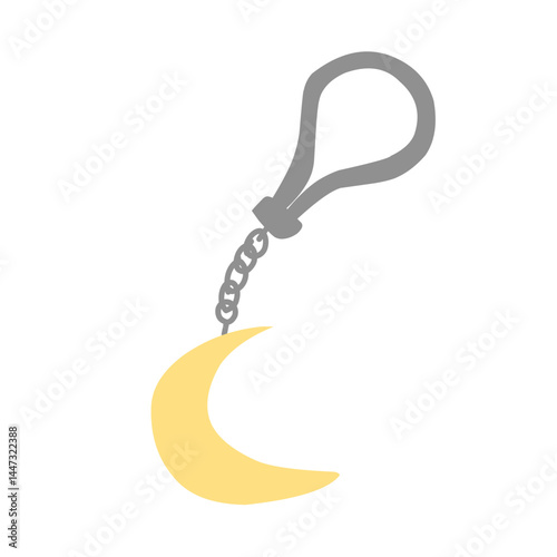 Illustration of a metal keychain with a silver ring