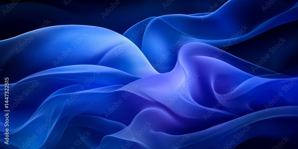 Obraz premium Fluid Dynamics Abstract Rendering of Layered Indigo and Cobalt Waves in a Dynamic Composition.