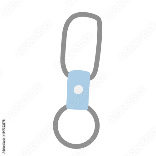Illustration of a metal keychain with a silver ring