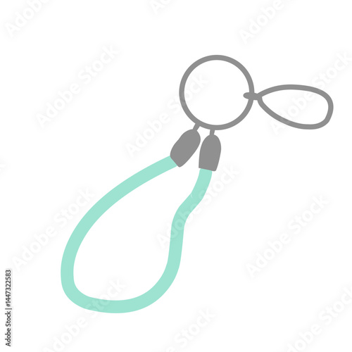 Illustration of a metal keychain with a silver ring