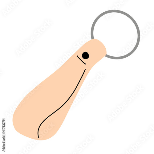 Illustration of a metal keychain with a silver ring