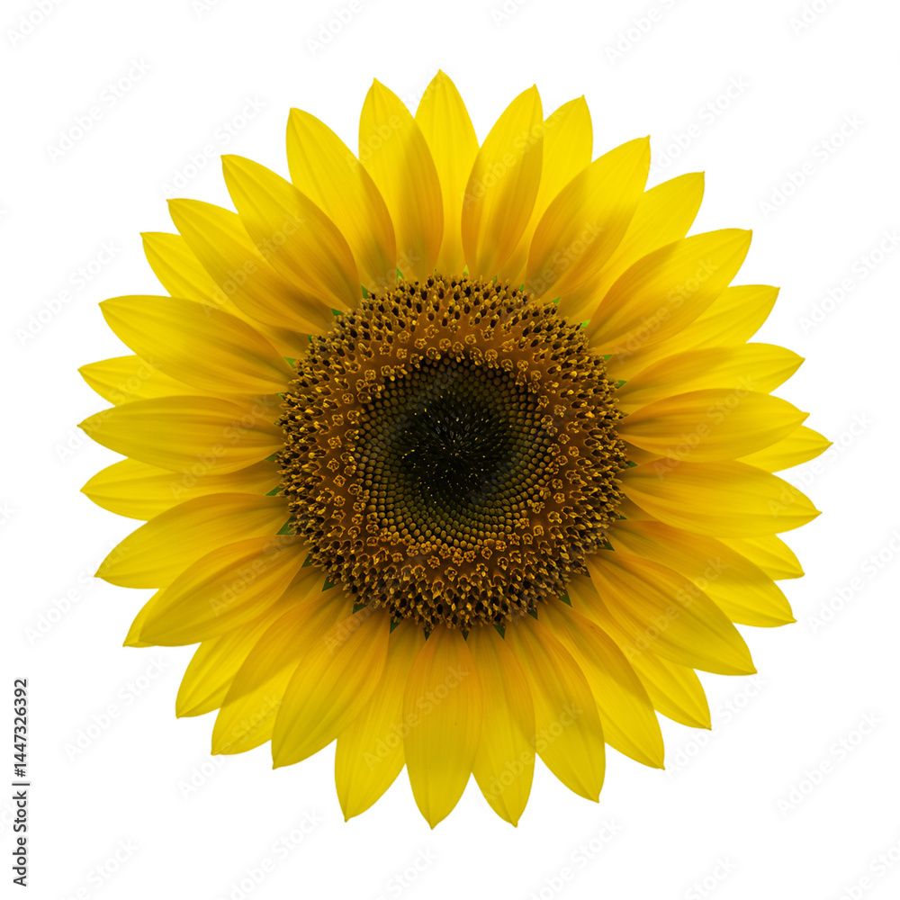 Fototapeta premium Close-up of a vibrant sunflower with detailed petals and a dark center