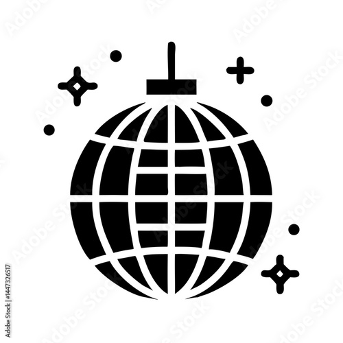 Disco Ball Party Decoration Icon — Celebration, Dance, Music, Festive Atmosphere Symbol
