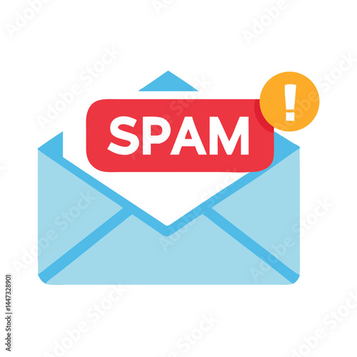 “Email Inbox with Spam Notification Icon – Email Security, Spam Alert, Minimal Line Vector, Editable Stroke”