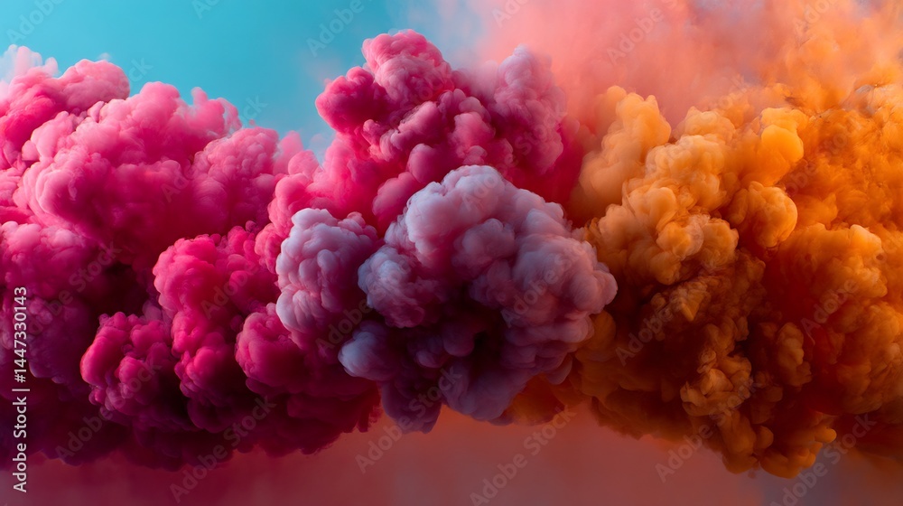 Obraz premium Chromatic Cloudscape: A Mesmerizing Fusion of Vivid Tones and Ethereal Forms