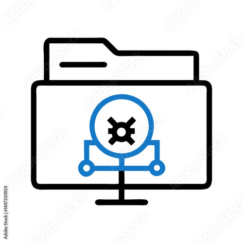 Folder with Network Exploit Icon Representing Data Vulnerability and Cybersecurity Breach