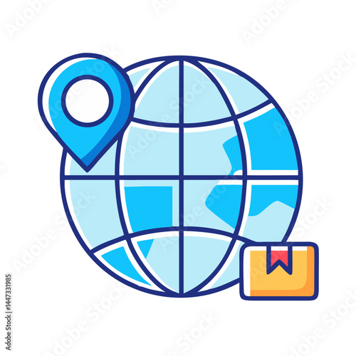 Global Shipping and Delivery Tracking Icon Representing International Logistics and Parcel Monitoring