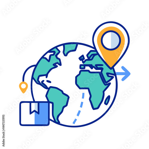 Global Shipping and Delivery Tracking Icon Representing International Logistics and Parcel Monitoring