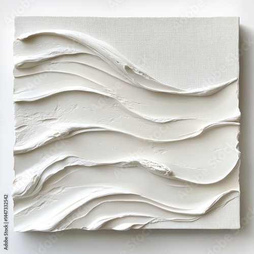 Wallpaper Mural Abstract textured painting  A smooth, off-white surface, sculpted into flowing, wave-like patterns Torontodigital.ca