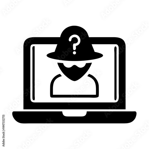 Hacker Laptop with Hidden Identity Icon Representing Cybercrime, Anonymity, and Data Breach