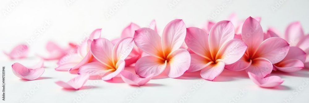 Fototapeta premium Delicate flower petals on a crisp white surface, texture, nature, isolated