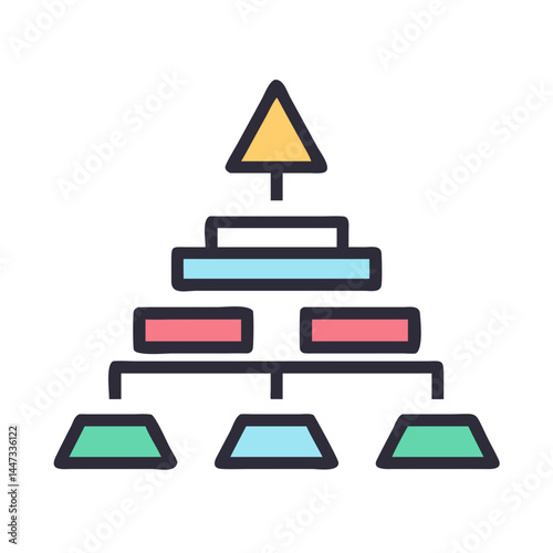 Hierarchical Pyramid Structure Icon Representing Levels of Authority and Organizational Ranking