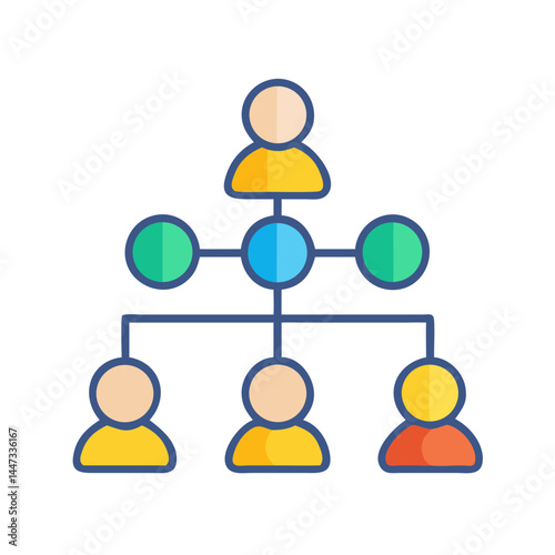 Hierarchical Organizational Structure Icon Representing Company Roles, Team Management, and Business Leadership