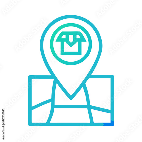 International Package Location Map Icon Representing Global Shipping and Parcel Tracking