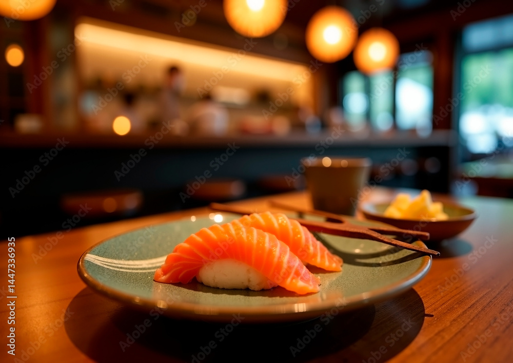 sushi plate in a restaurant