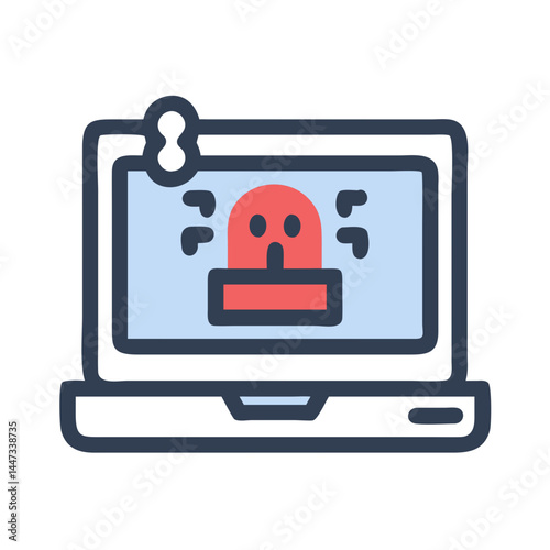 Laptop with Ransomware Encryption Icon Representing Cyberattack, Data Lockdown, and Digital Threat