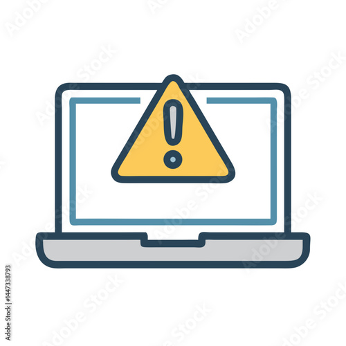 Laptop with Security Alert Icon Representing Cyber Threat Warning and Data Protection Risk