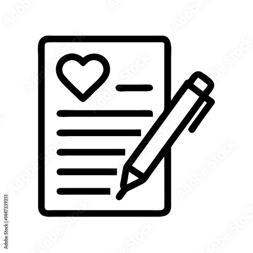 Love Letter with Heart and Pen Icon Representing Romantic Message and Emotional Expression