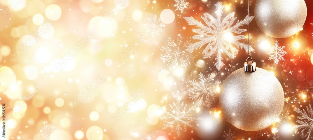 Holiday Magic A Sparkling Christmas Background with Ornaments and Festive Golden Bokeh Holiday Magic A Sparkling Christmas Background with Ornaments and Festive Golden Bokeh