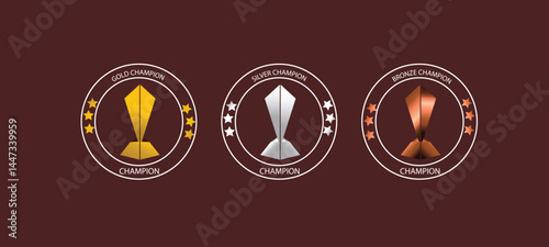 Gold Silver Bronze Swimming Champion Medals – Award Icons for Competition Winners