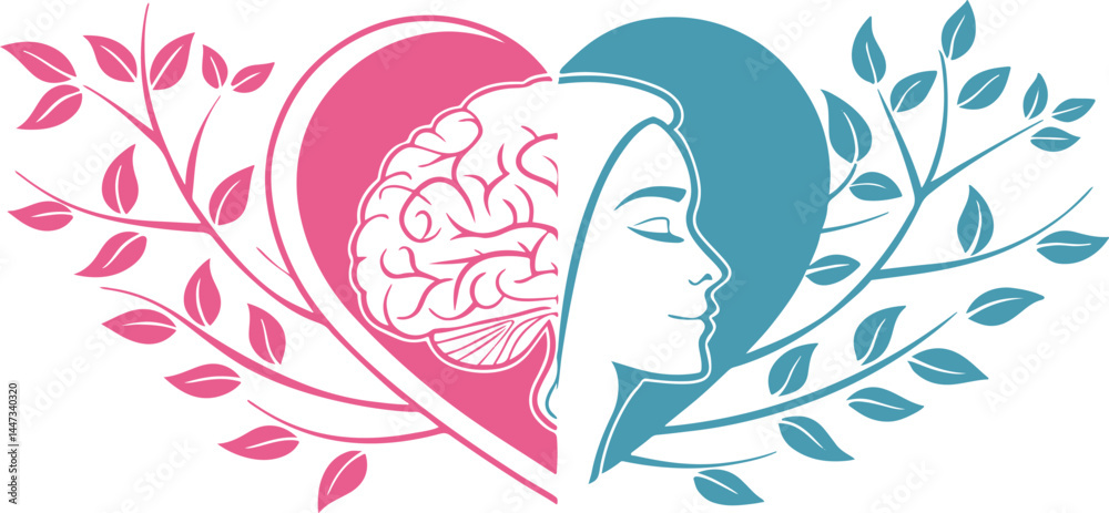 Abstract Heart and Brain Symbolizing Emotions and Logic Abstract Heart and Brain Symbolizing Emotions and Logic