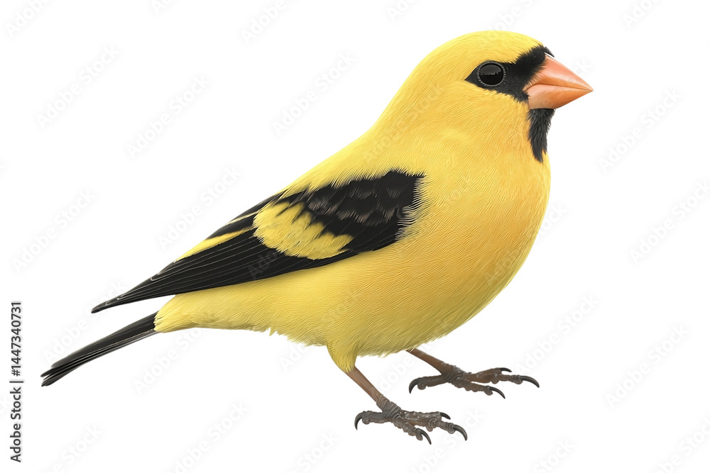 Obraz premium Yellow bird with bold red markings