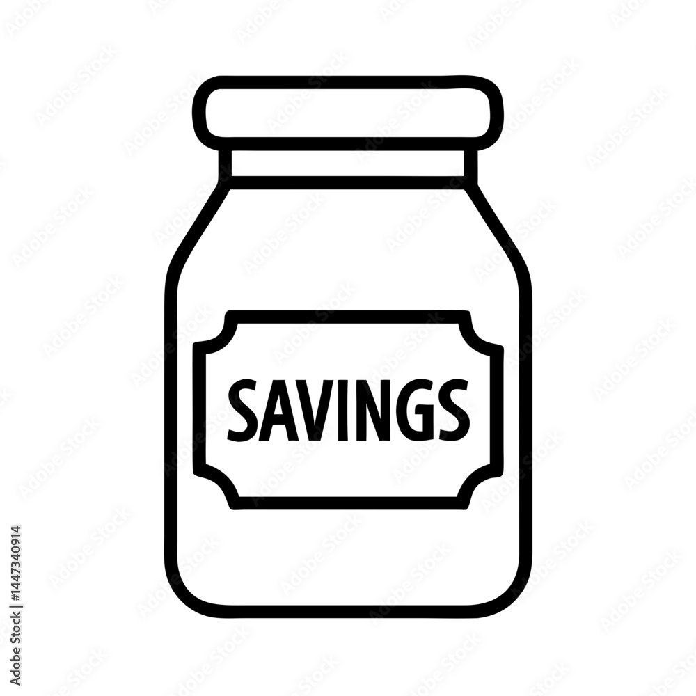 Money Jar with Savings Label Icon Representing Financial Planning and Budgeting Money Jar with Savings Label Icon Representing Financial Planning and Budgeting