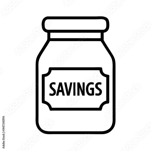 Money Jar with Savings Label Icon Representing Financial Planning and Budgeting
