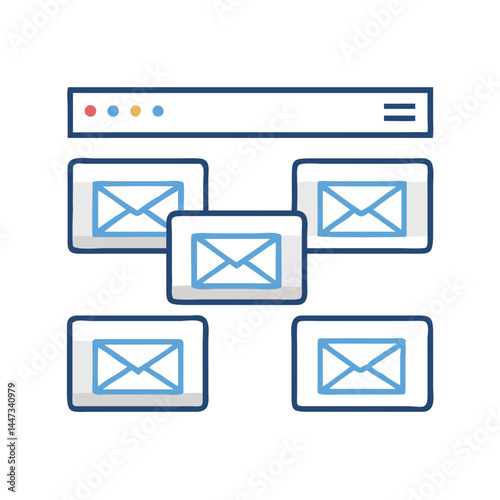 Multiple Email Browser Tabs Icon Representing Email Management and Multi-tasking