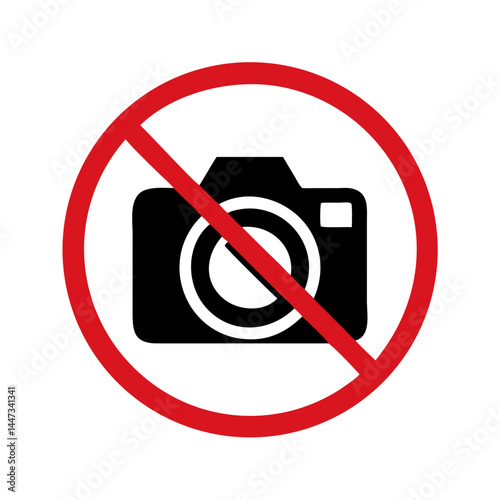 No Photography Prohibited Sign Icon Representing Restrictions and Photography Rules