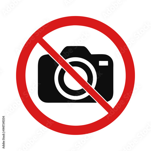 No Photography Prohibited Sign Icon Representing Restrictions and Photography Rules