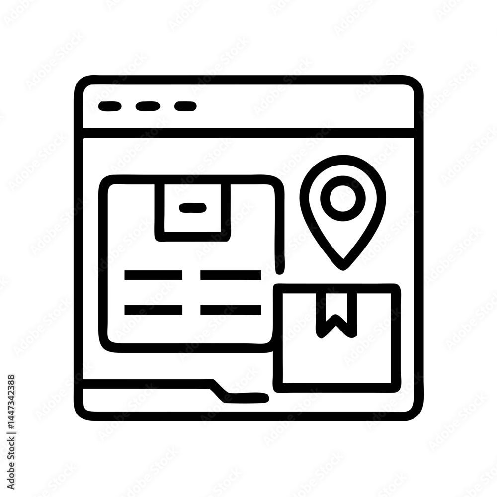 Online Parcel Tracking Interface Icon Representing Shipment Monitoring and Delivery Status Online Parcel Tracking Interface Icon Representing Shipment Monitoring and Delivery Status