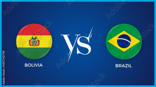 Bolivia  vs Brazil  flag in circle for Copa América Femenina and sports banner. vector illustrator