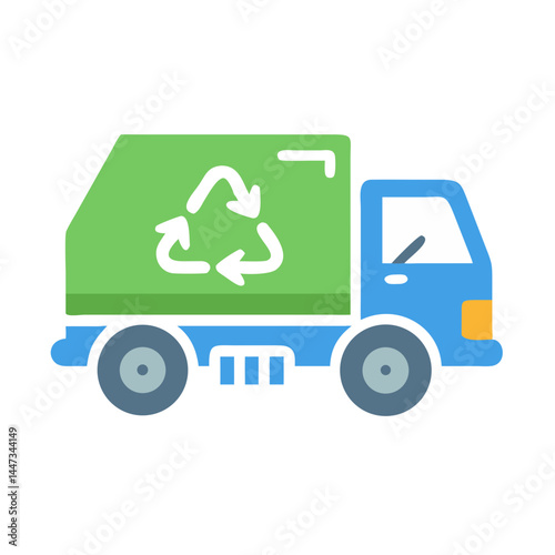 Recycling Garbage Truck Icon Representing Waste Collection and Environmental Sustainability

