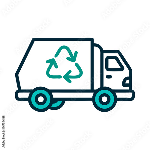 Recycling Garbage Truck Icon Representing Waste Collection and Environmental Sustainability

