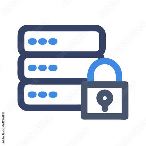 Secure Server with Lock Icon Representing Data Protection and Cybersecurity