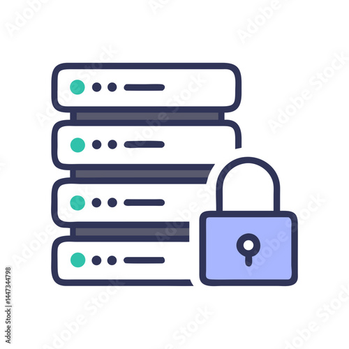 Secure Server with Lock Icon Representing Data Protection and Cybersecurity