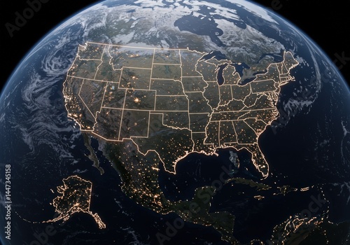 united states of america usa map flag in earth globe