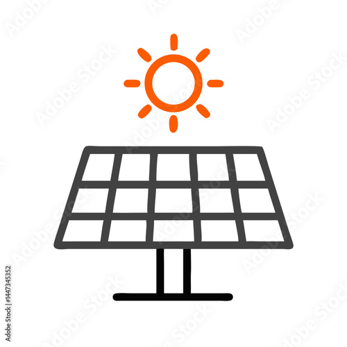Solar Panel with Sun Icon Representing Renewable Energy and Solar Power

