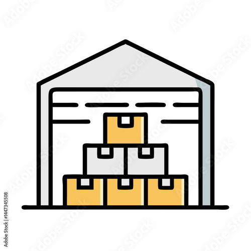 Stacked Warehouse Inventory Icon Representing Storage and Goods Management