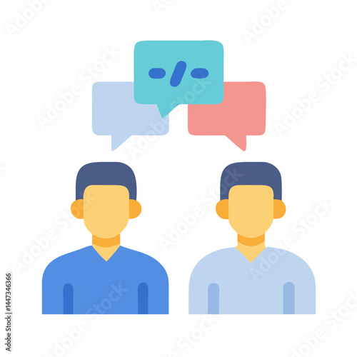 Two Person Communication Icon Representing Interaction, Conversation, and Dialogue